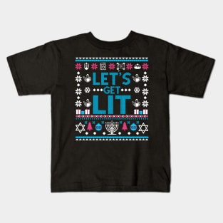 Let's Get Lit. Hanukkah Kids T-Shirt